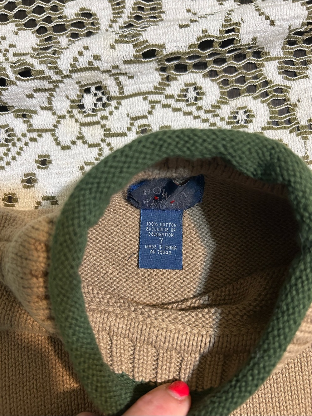 Kids Tan Crewneck Sweater with Dog & Forest Appliqué - Picture 10 of 10